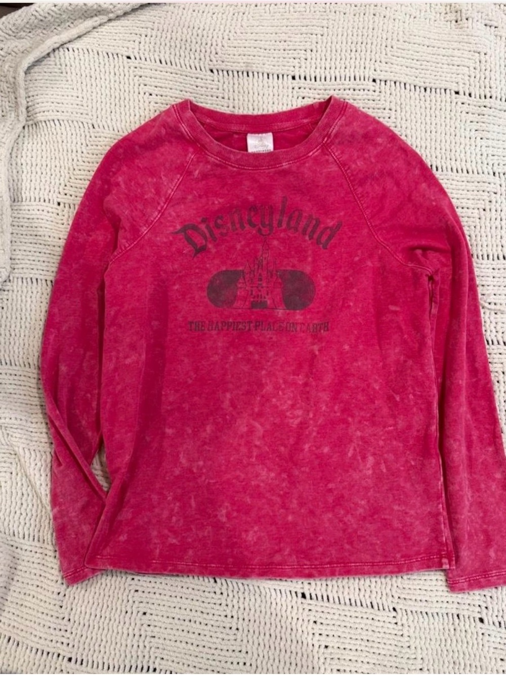 Disney womens Raspberry Pink Long-Sleeve Tee with Castle Graphic